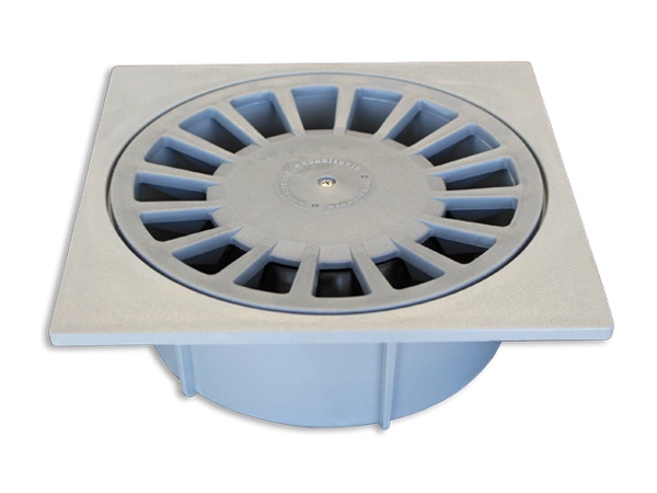 Sumidero sifónico de salida horizontal con lámina impermeabilizante ECODRY50 termosellada