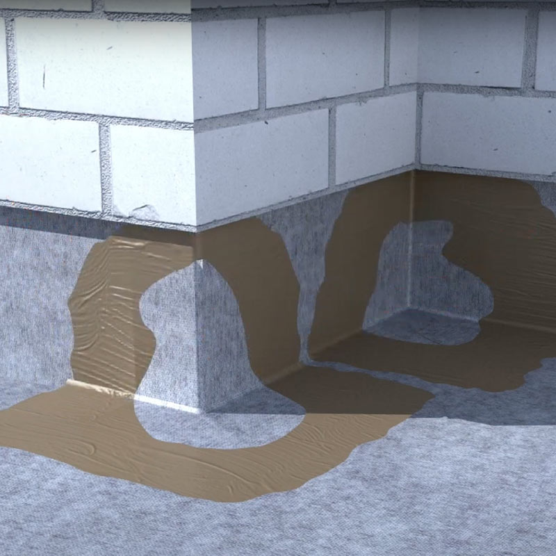 Refuerzo impermeable de lámina ECODRY50 con esquina termoformada para cubrir ángulos interiores y exteriores de 90°.