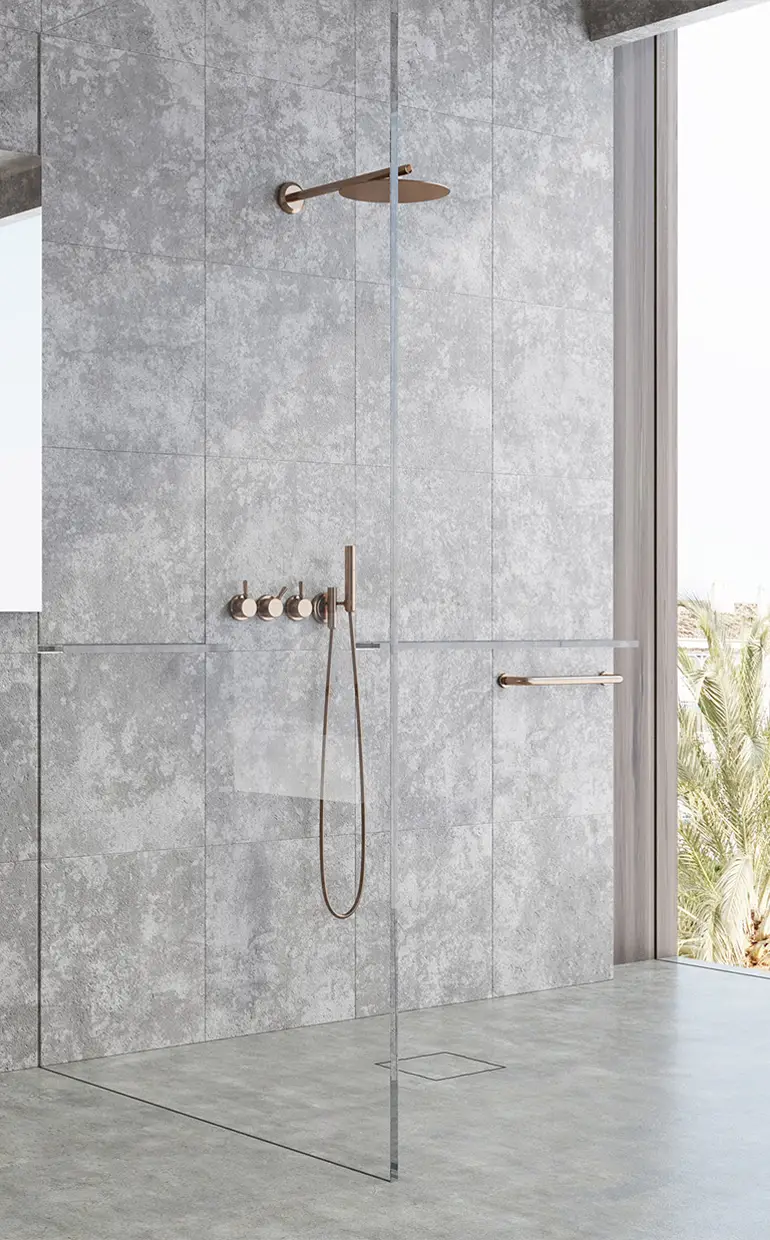Ducha moderna impermeabilizada con los sistemas de impermeabilización para duchas de Revestech